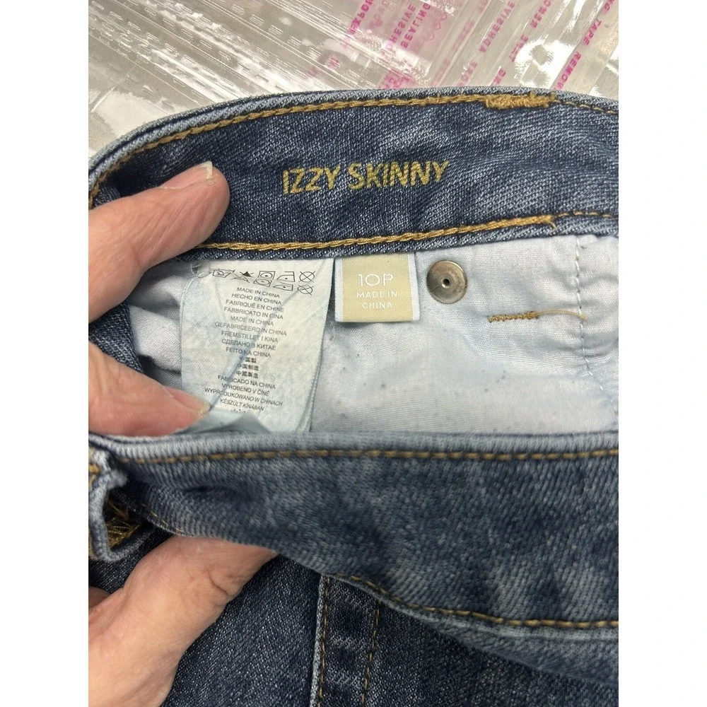 Michael Kors Izzy Skinny Jeans Dark Wash Blue Denim Petite 10P‎ Gold Hardware